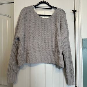 Hollister Oversized Copped Knit Sweater - Gray